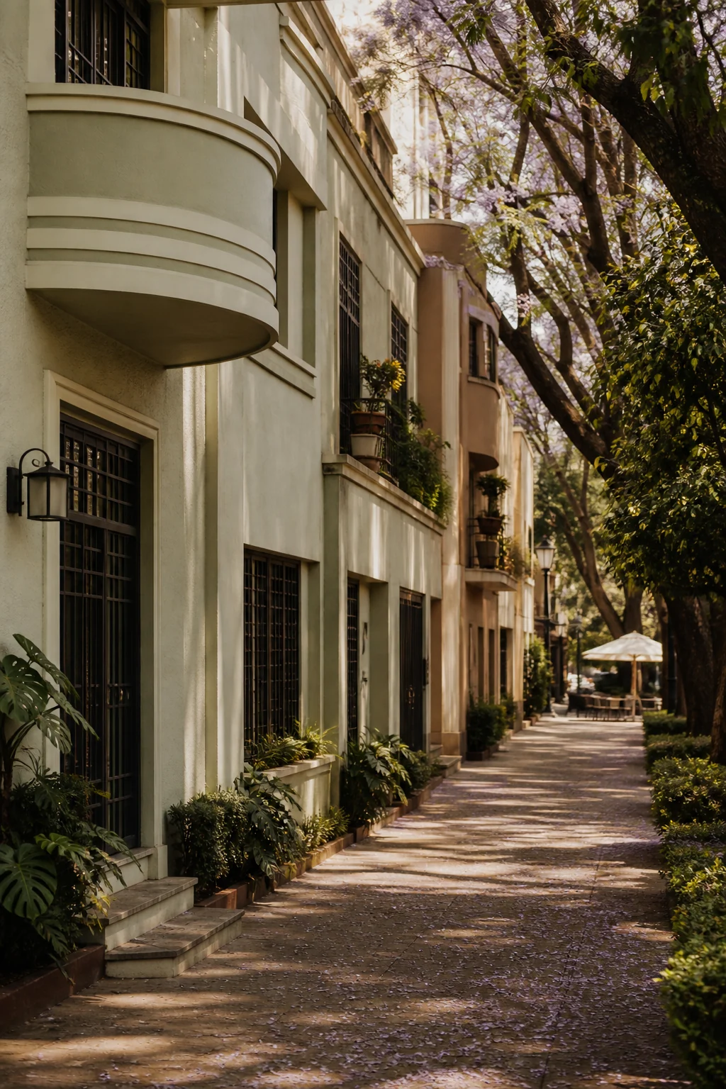 Art Deco homes and trees in Condesa, Mexico City
